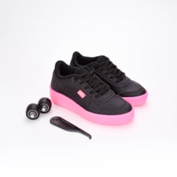 Tênis Infantil Kidy De Rodinha Com Led Preto Pink