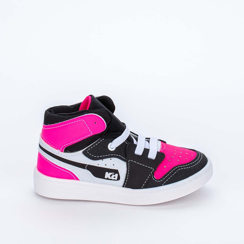 Tênis Infantil Menina Kidy Cano Alto Urbano Preto e Pink - Kidy