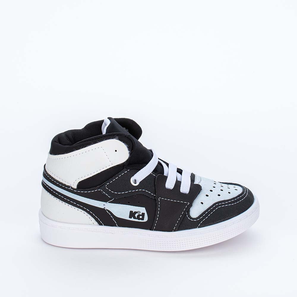 Tênis Infantil Menino Kidy Cano Alto Urbano Preto Branco - Kidy