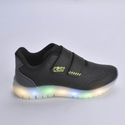 Tênis Kidy Light Fun Preto Grafite Amarelo Neon