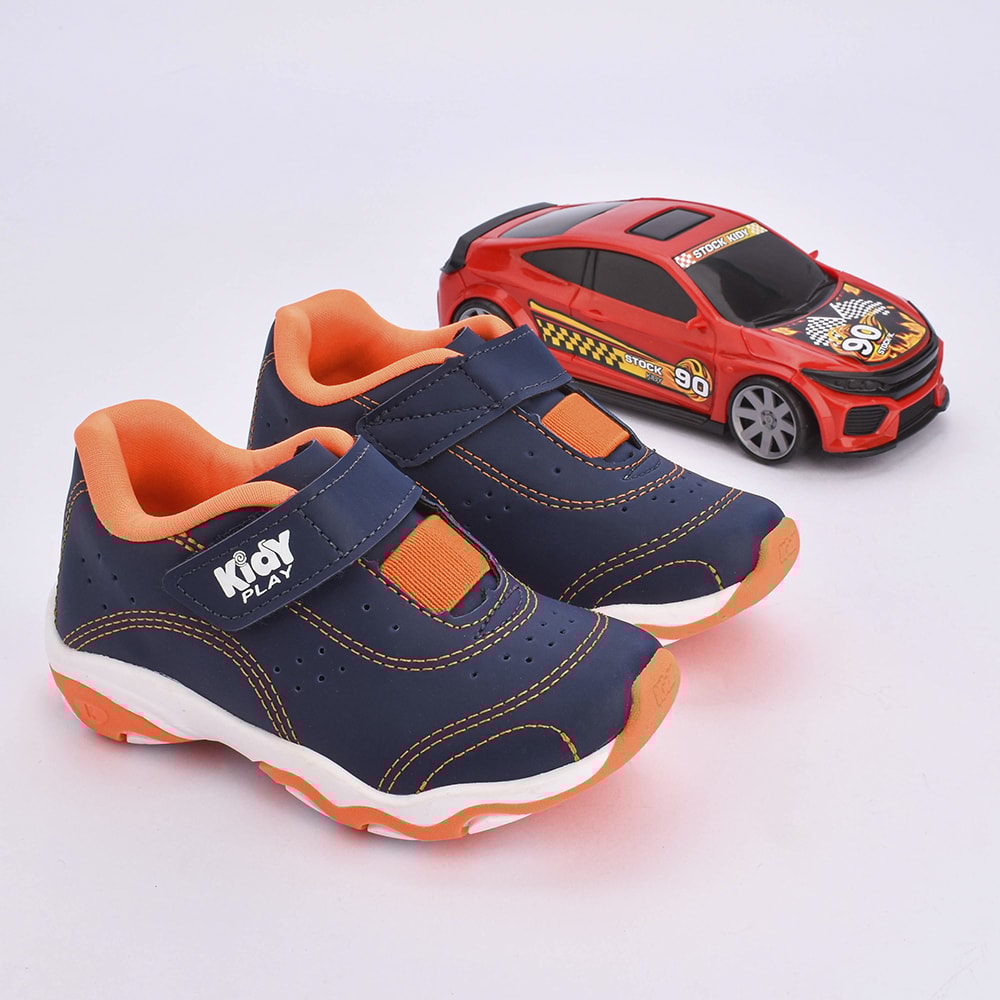 Tênis Kidy Play Respitec Marinho Laranja Neon