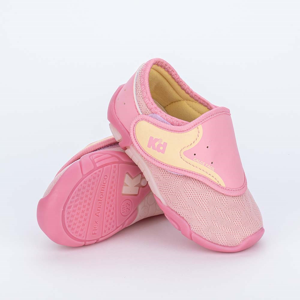 Tênis para Bebê Menina Kidy Colors Rosa e Amarelo